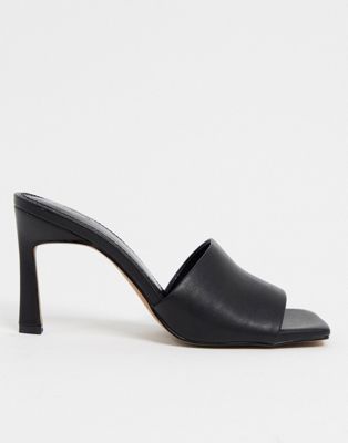 black mid heel mules