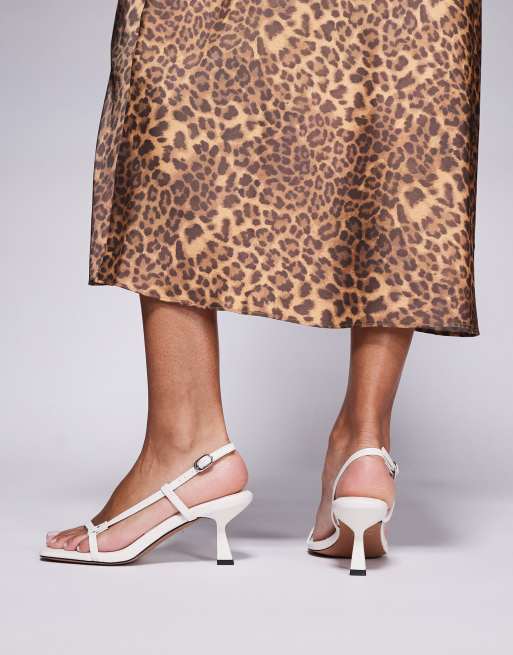 ASOS DESIGN Hattie minimal mid heeled sandals in off white