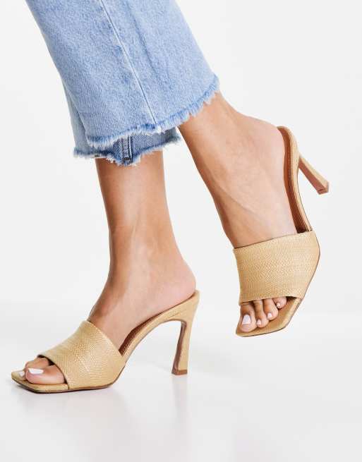ASOS DESIGN - Hattie - Naturfarvede mule-sandaler med mellemhøj hæl, 4 af 4