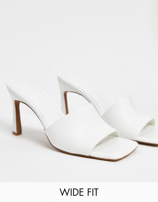 ASOS DESIGN - Hattie - Sabot pianta larga con tacco medio bianchi