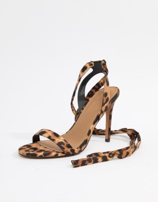 leopard print barely there sandals