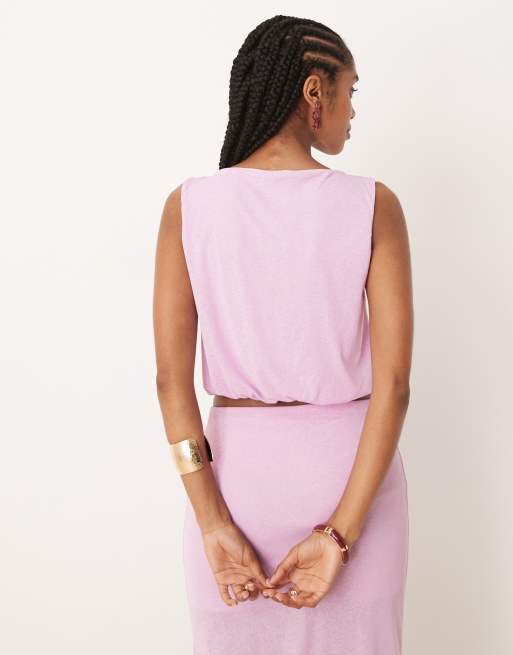 ASOS DESIGN - Haut à assortir en tulle semi-transparent à ourlet bulle - Lilas, 2 de 4