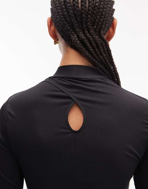 ASOS DESIGN - Haut à manches longues et foulard doux à l'encolure - Noir, 2 de 4