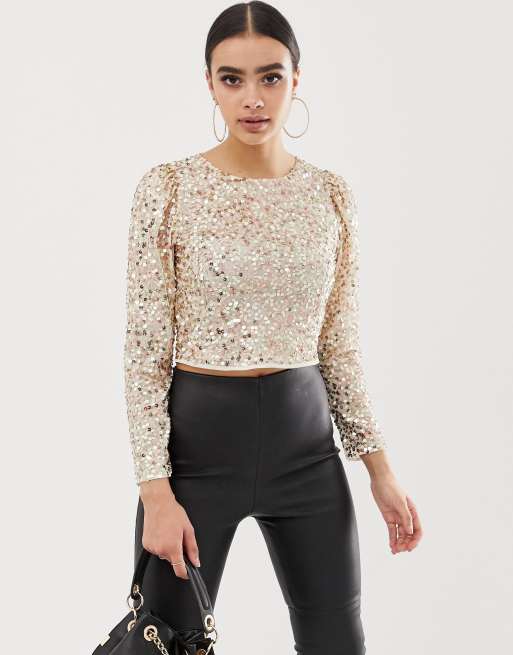 ASOS DESIGN Haut manches longues orn de sequins