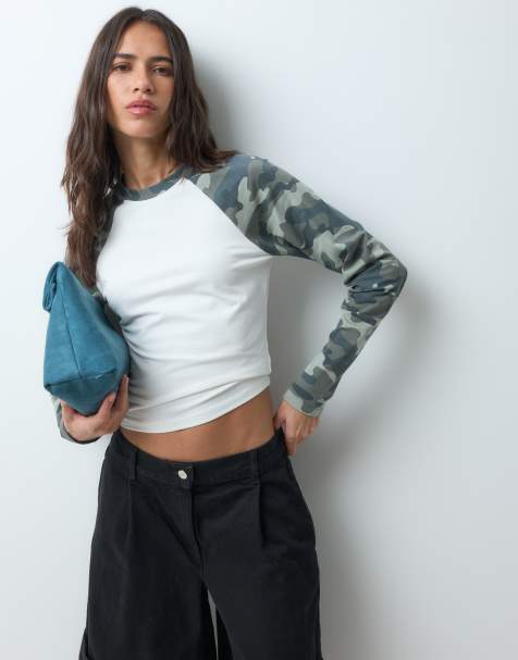 ASOS DESIGN haut camouflage à manches longues raglan en écru - view 1