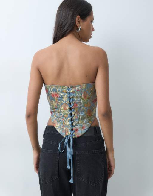 ASOS DESIGN haut corset bandeau en jacquard, 4 de 5