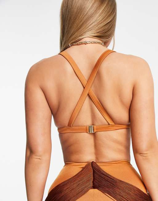 ASOS DESIGN - Haut de bikini à franges - Rouille, 2 de 4