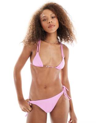 ASOS DESIGN - Haut de bikini triangle avec détails style bonbons-rose