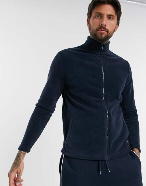 ASOS DESIGN - Haut de survêtement en polaire - Bleu marine ...