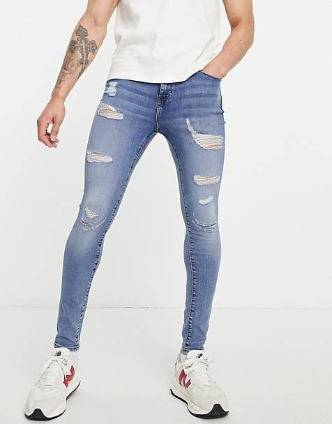 Herren Bekleidung Jeans Röhrenjeans Balmain Denim-jeans Mit Rissen in Blau für Herren 