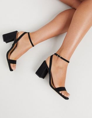 barely there black block heels