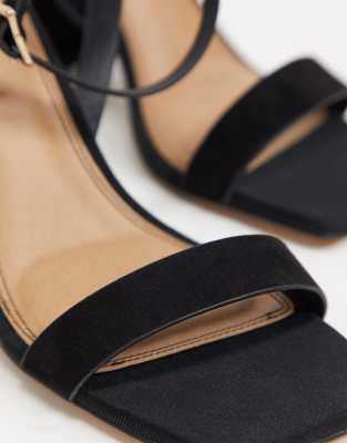 black barely there block heels