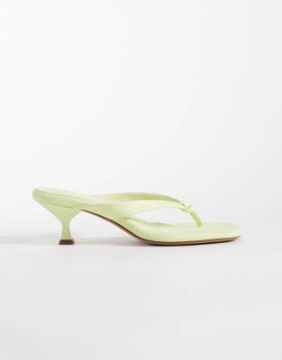 Havana flip flop kitten heel sandals in lime-Green