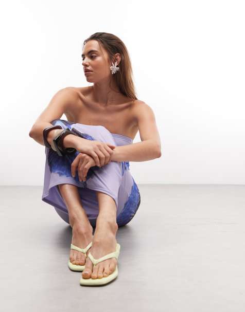 ASOS DESIGN – Havana – Limegröna sandaler med tårem och taxklackar - view 1