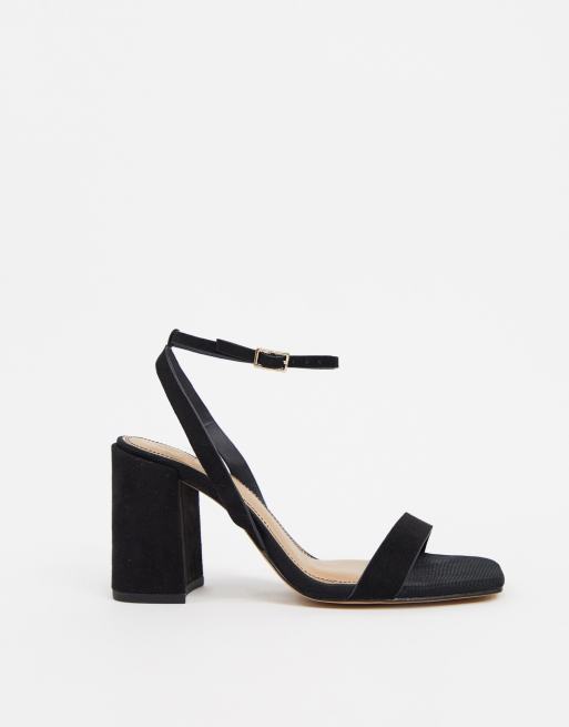 ASOS DESIGN - Havana - Sandales minimalistes à talon carré pointure large - Noir, 3 de 4
