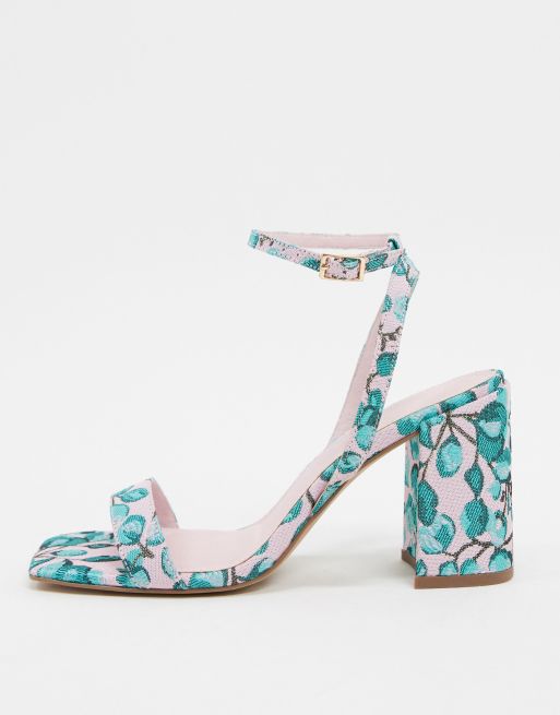 ASOS DESIGN Havana Sandales minimalistes talons carr s et motif fleuri