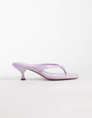 ASOS DESIGN Havana toe thong kitten heel sandals in lilac-Purple