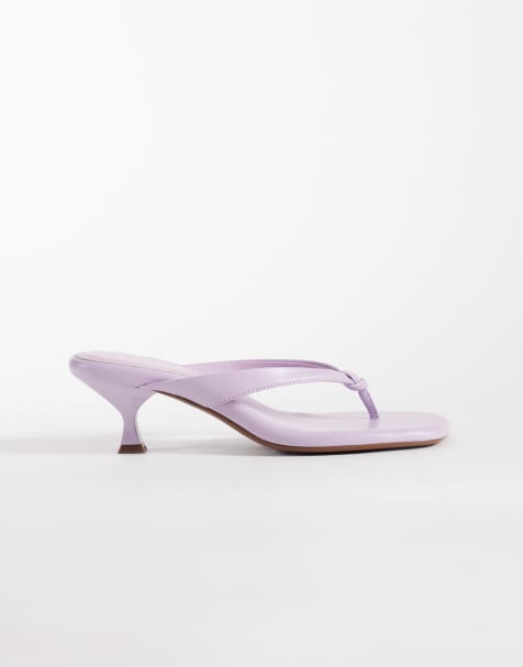 ASOS DESIGN Havana toe thong kitten heel sandals in lilac - view 1