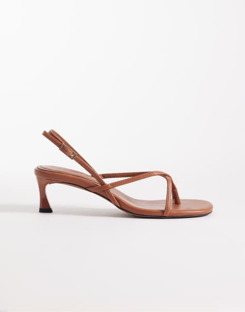 ASOS DESIGN – Haven – Kolabruna sandaler med smala remmar och taxklackar - view 1