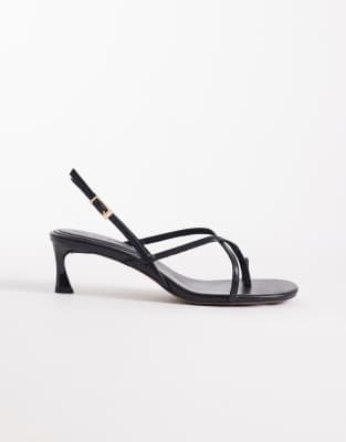 Asos Design Haven Strappy Kitten Heeled Sandals In Black