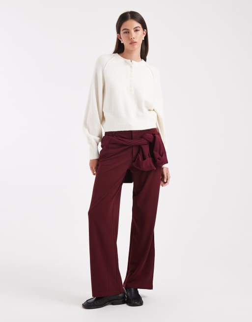 ASOS DESIGN – Havregrynsfärgad, stickad henley-tröja med långa ärmar, 2 av 4