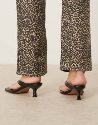 ASOS DESIGN Hawaii toe thong kitten heel sandals in black
