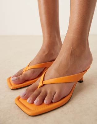 Asos Design Hawaii Toe Thong Kitten Heeled Sandals