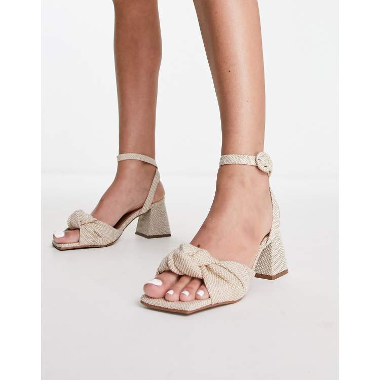 Knotted block cheap heel sandals