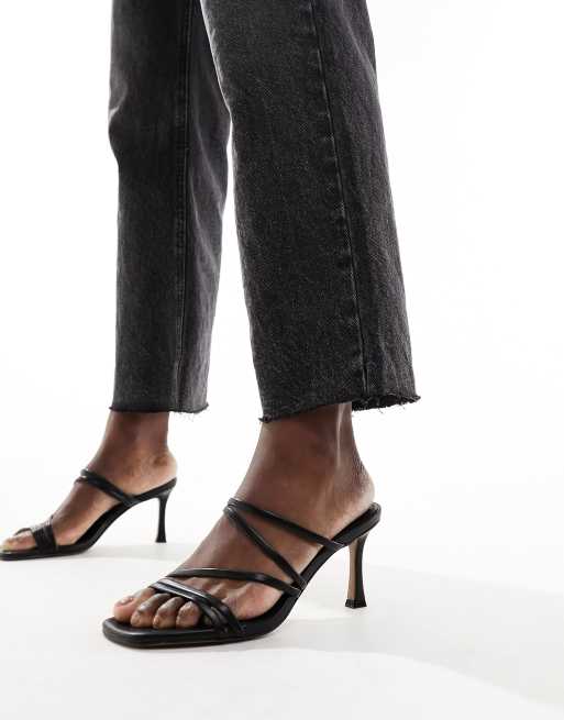 ASOS DESIGN – Hayes – Riemchensandalen in Schwarz mit mittelhohem Absatz
