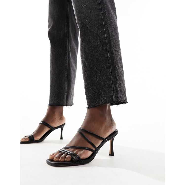 ASOS DESIGN Hayes strappy mid sandal heeled mules in black ASOS