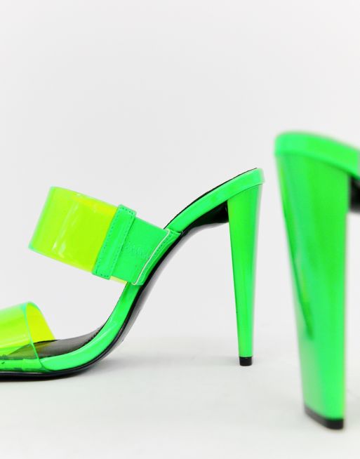 Lime green discount and clear heels