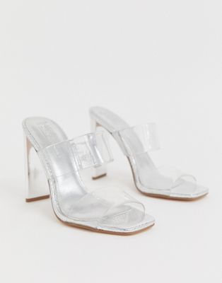 clear slip on mules
