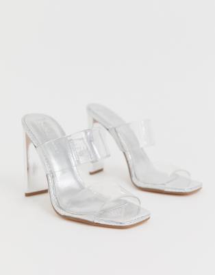 clear low heel mules