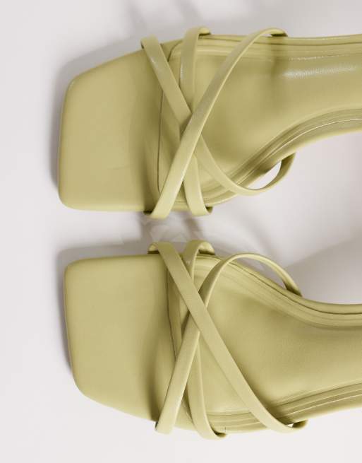 ASOS DESIGN Haze strappy kitten heel sandals in sage, 2 of 4