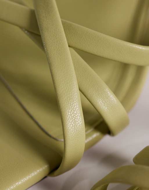 ASOS DESIGN Haze strappy kitten heel sandals in sage, 3 of 4