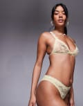 [ASOS DESIGN] ASOS DESIGN Hazel all over lace brazilian with lace trim in buttermilk-Yellow 4 Buttermilk