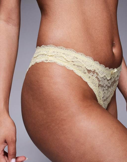 ASOS DESIGN Hazel all over lace brazilian with lace trim in buttermilk, 3 of 4