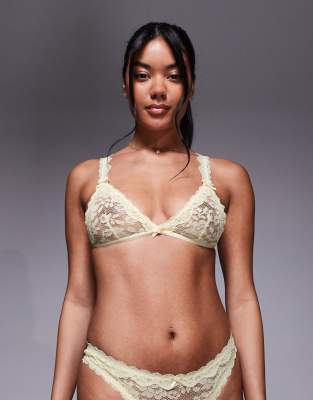 Asos Design Hazel All Over Lace Soft Triangle Bra With Lace Trim In White
