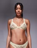 [ASOS DESIGN] ASOS DESIGN Hazel all over lace soft triangle bra with lace trim in buttermilk-Yellow 6 Buttermilk