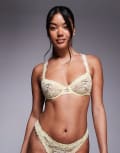 [ASOS DESIGN] ASOS DESIGN Hazel all over lace underwired bra with lace trim in buttermilk-Yellow 38C Buttermilk