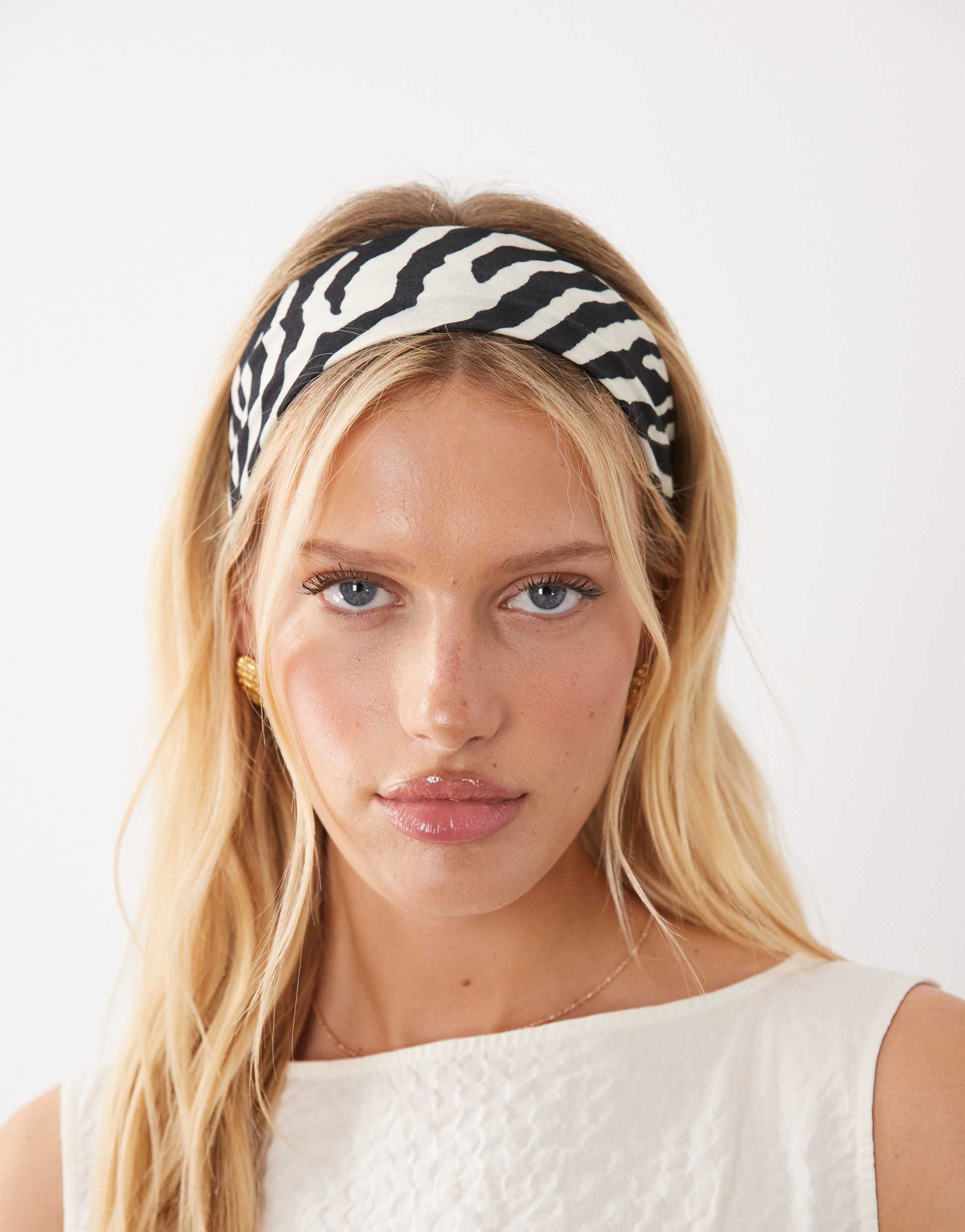 asos design headband in abstract zebra print