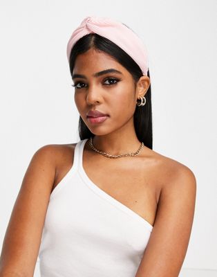 ASOS DESIGN headband in plisse with knot detail in pink - ASOS Price Checker