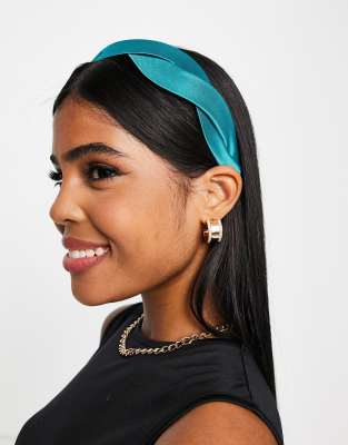 ASOS DESIGN headband with braided design in emerald satin - ASOS Price Checker