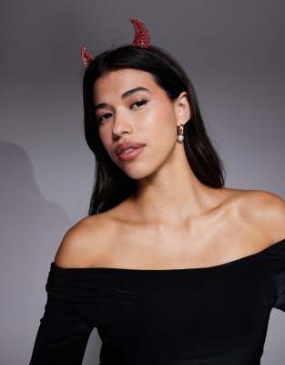 Asos Design Headband With Devil Horns In Red