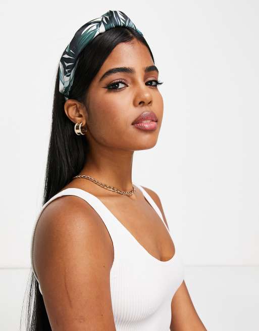 ASOS DESIGN headband with knot detail in tropical print, 2 of 4