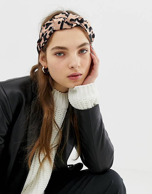 ASOS DESIGN headband with knot front in cheetah print