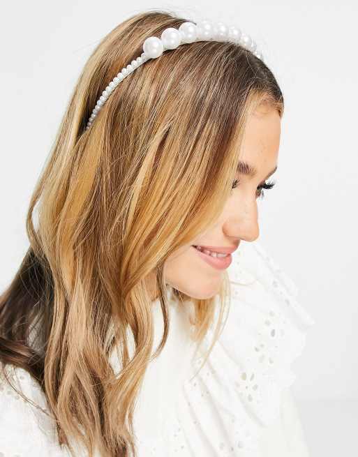 ASOS DESIGN headband with oversized pearl detail, 2 of 4