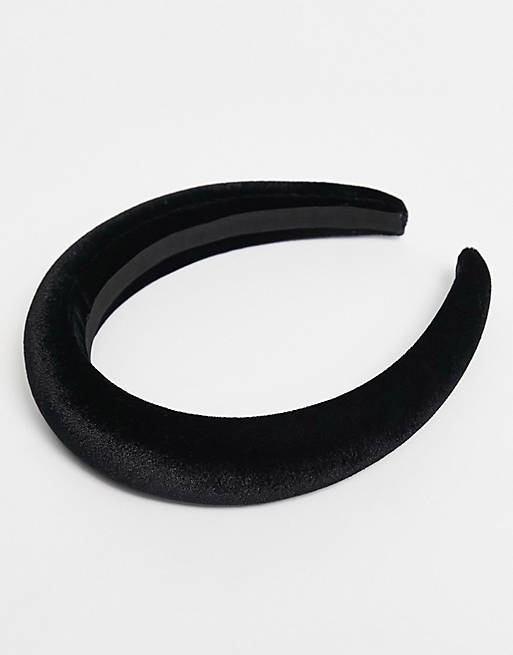 ASOS DESIGN headband with padded design in black velvet | ASOS
