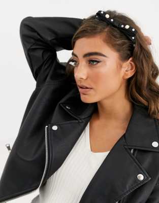 asos design pearl embellished jacket