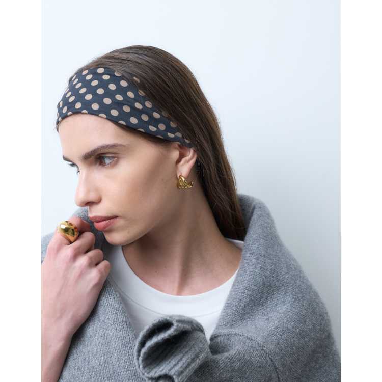 ASOS DESIGN headband with polka dot pattern in black and  display picture 1